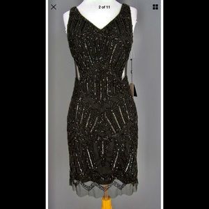 Adrianna Papell  sequins black dress size 8 new with tag